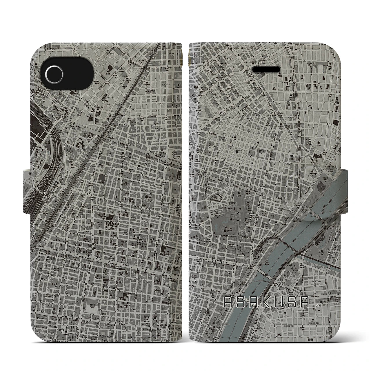 【浅草2(東京都)】地図柄iPhoneケース(手帳タイプ)