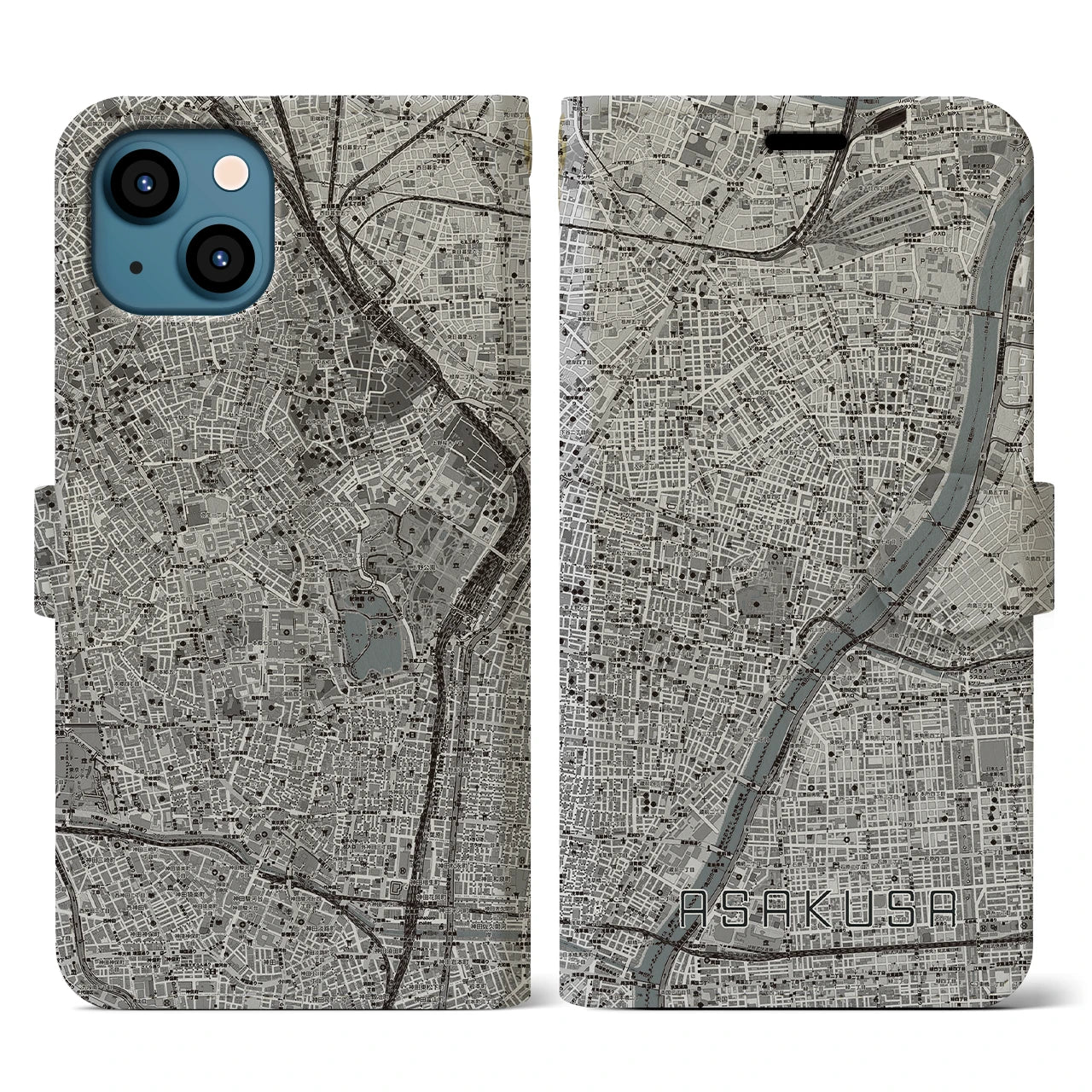 【浅草(東京都)】地図柄iPhoneケース(手帳タイプ)