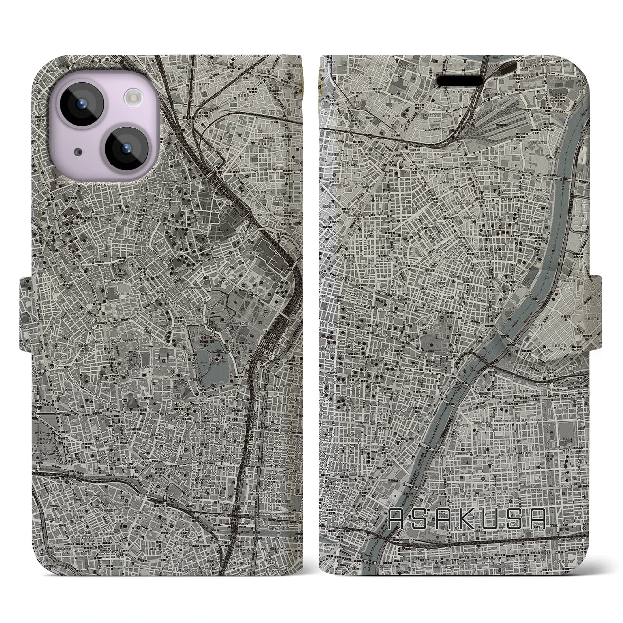 【浅草(東京都)】地図柄iPhoneケース(手帳タイプ)