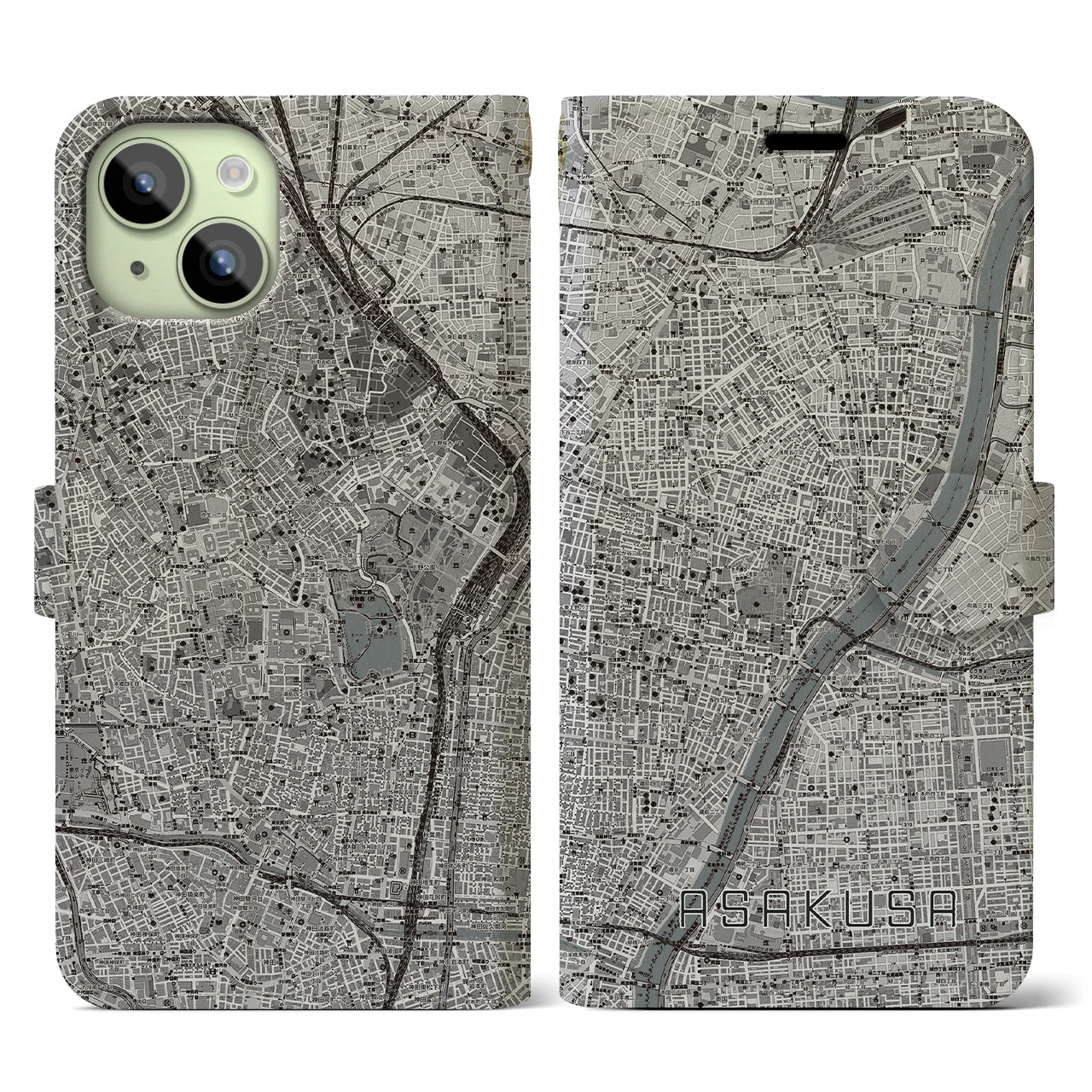 【浅草(東京都)】地図柄iPhoneケース(手帳タイプ)