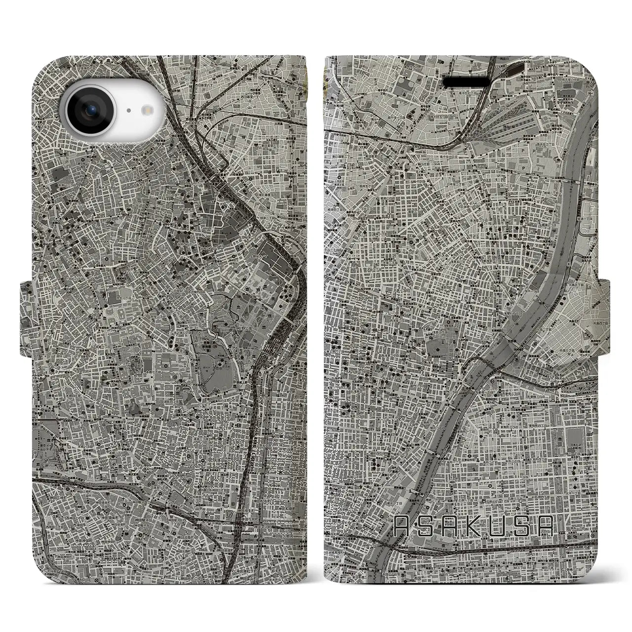 【浅草(東京都)】地図柄iPhoneケース(手帳タイプ)