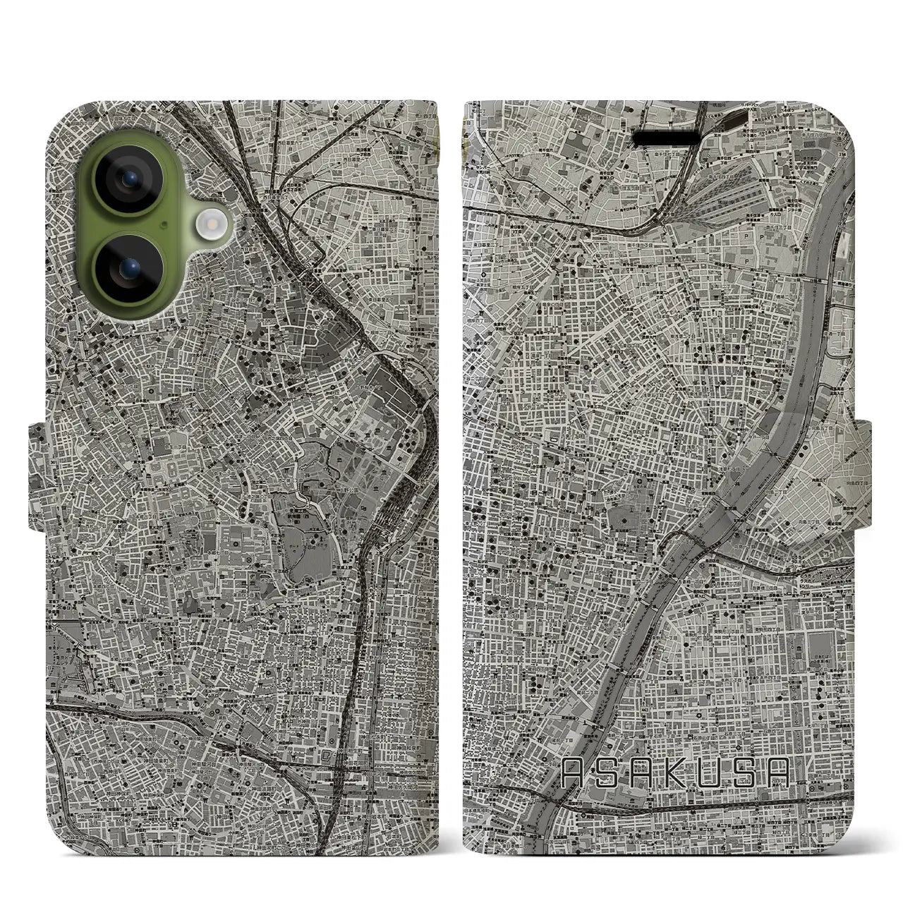 【浅草(東京都)】地図柄iPhoneケース(手帳タイプ)