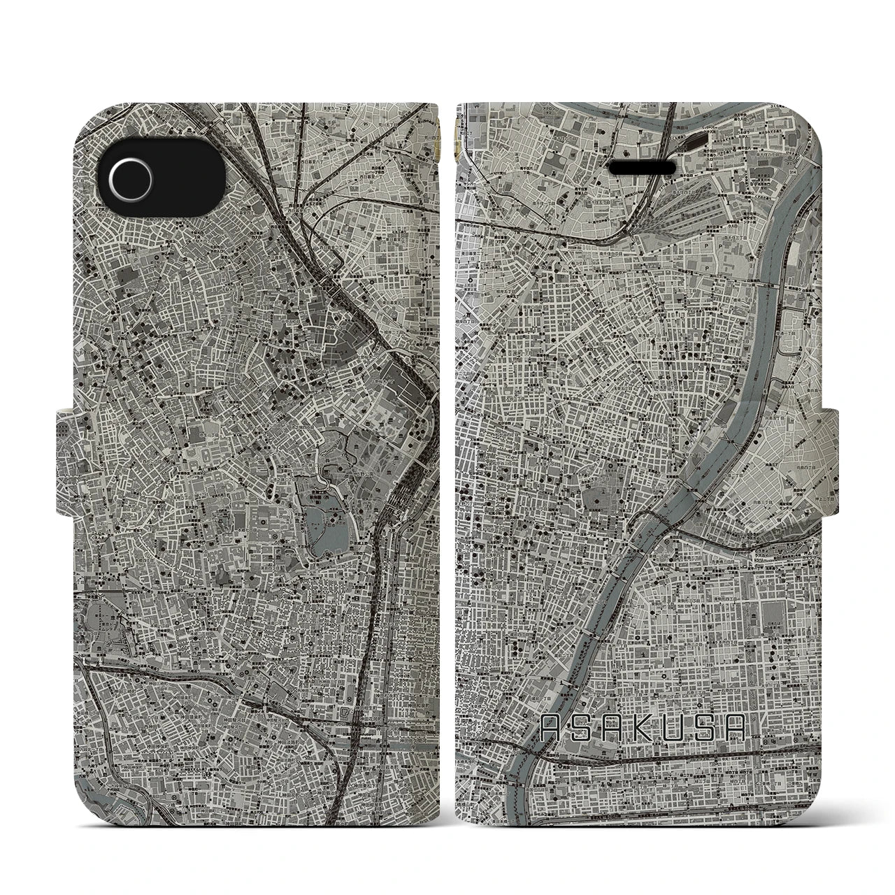 【浅草(東京都)】地図柄iPhoneケース(手帳タイプ)