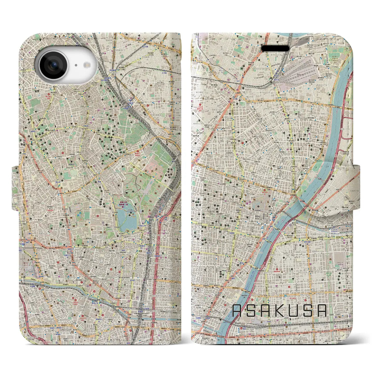 【浅草(東京都)】地図柄iPhoneケース(手帳タイプ)