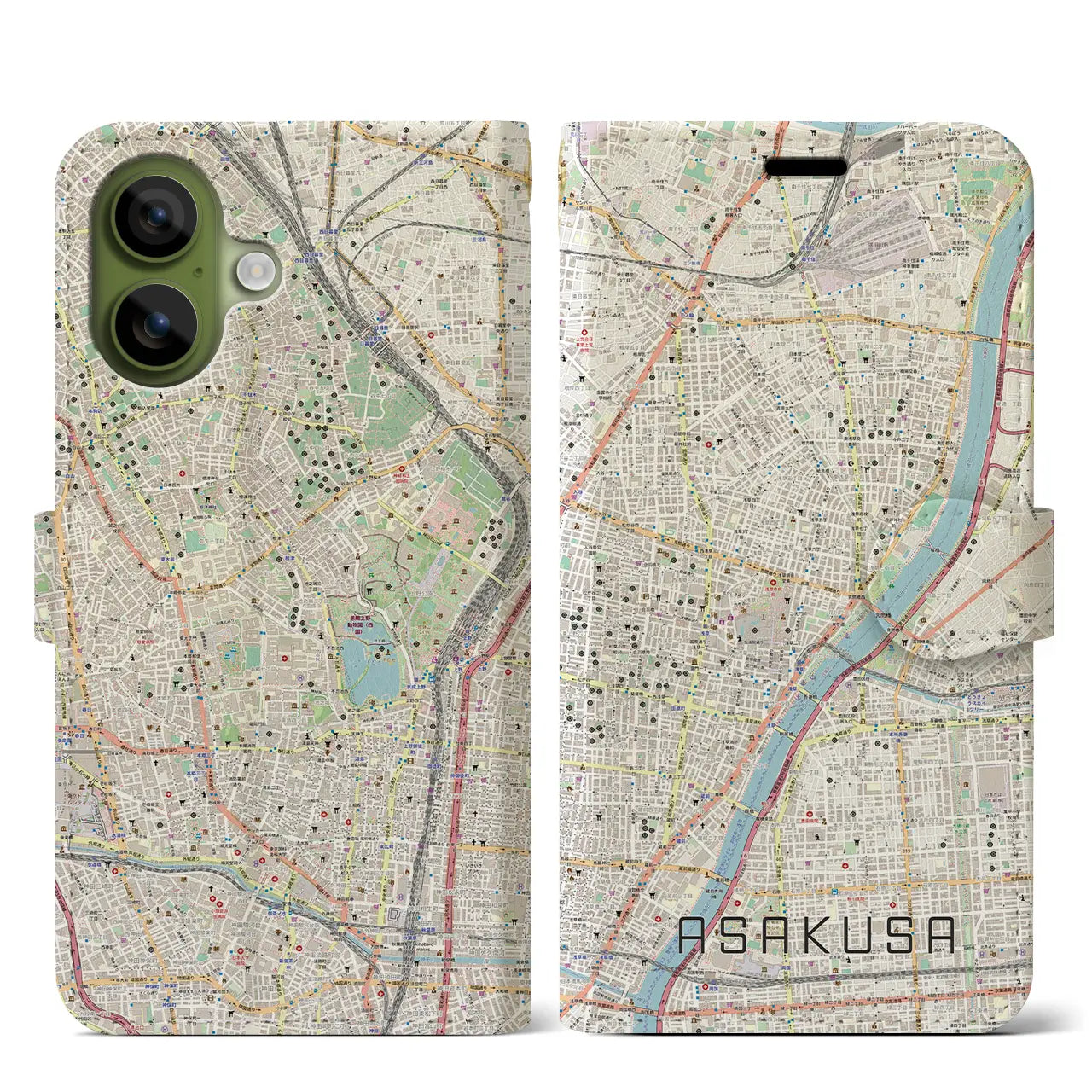 【浅草(東京都)】地図柄iPhoneケース(手帳タイプ)