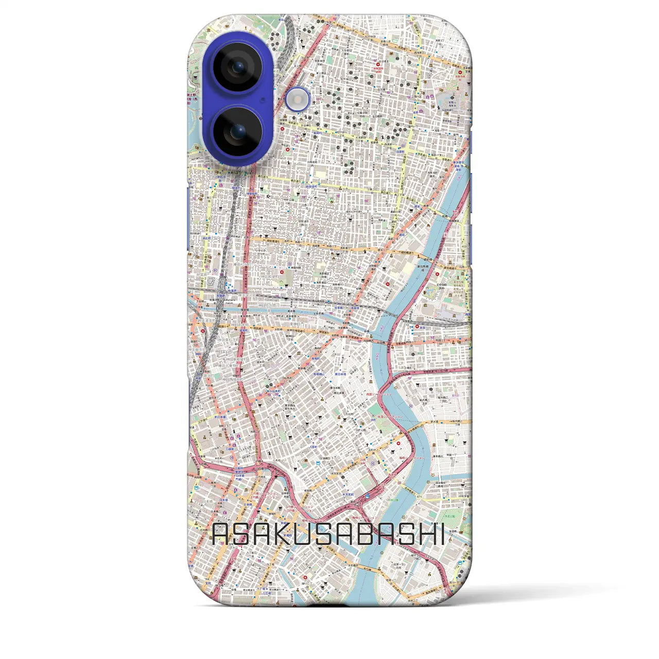 【浅草橋(東京都)】地図柄iPhoneケース(バックカバータイプ)ブラック・iPhone 16 Pro Max 用