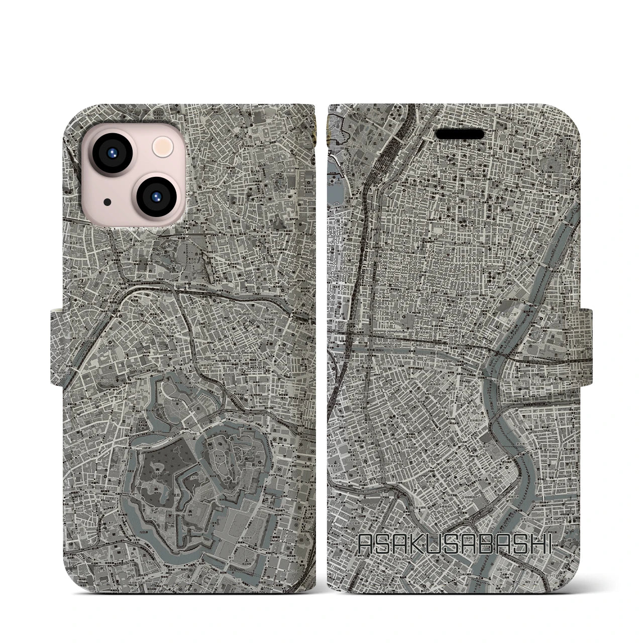 【浅草橋(東京都)】地図柄iPhoneケース(手帳タイプ)