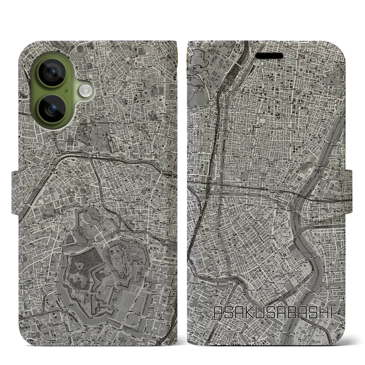 【浅草橋(東京都)】地図柄iPhoneケース(手帳タイプ)