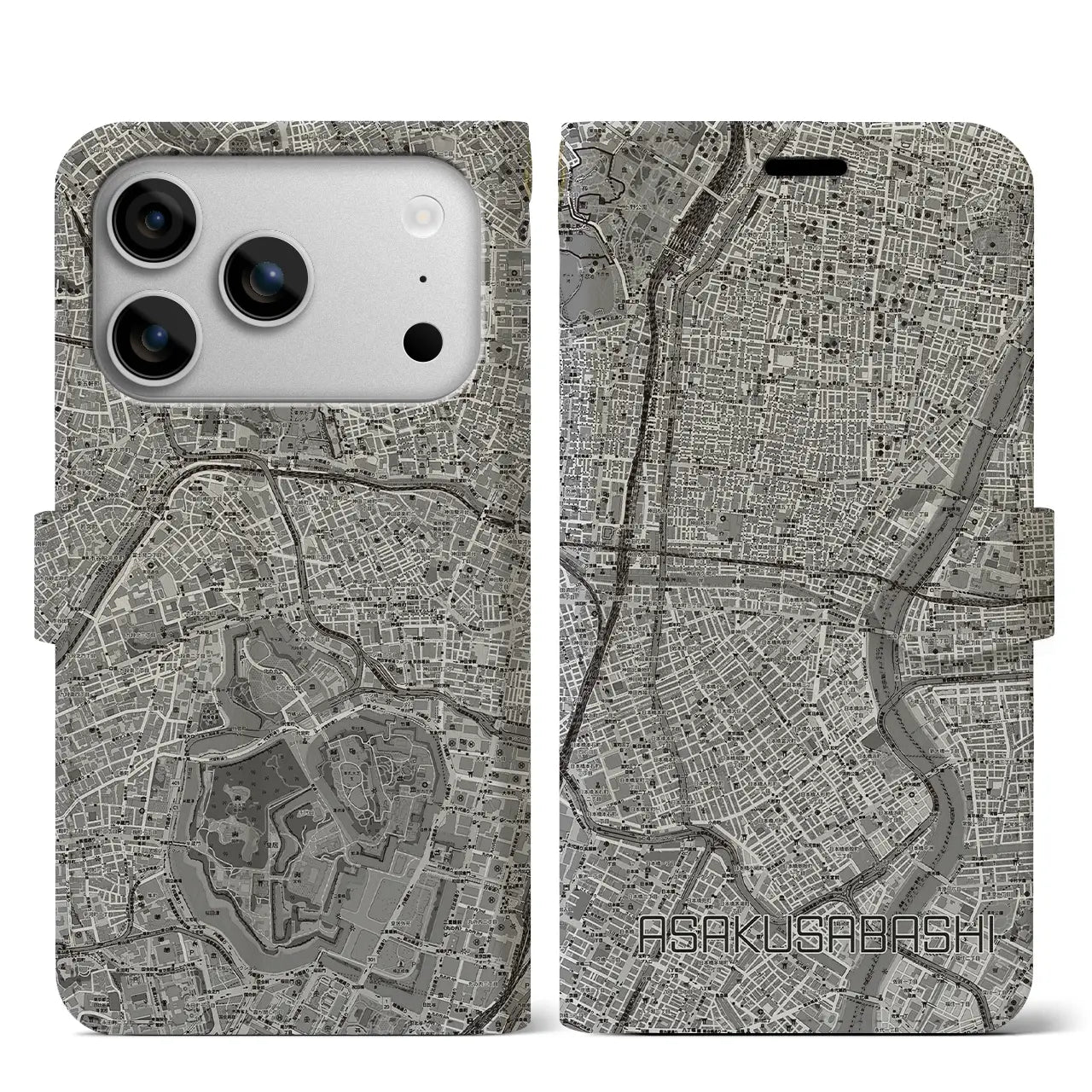 【浅草橋(東京都)】地図柄iPhoneケース(手帳タイプ)