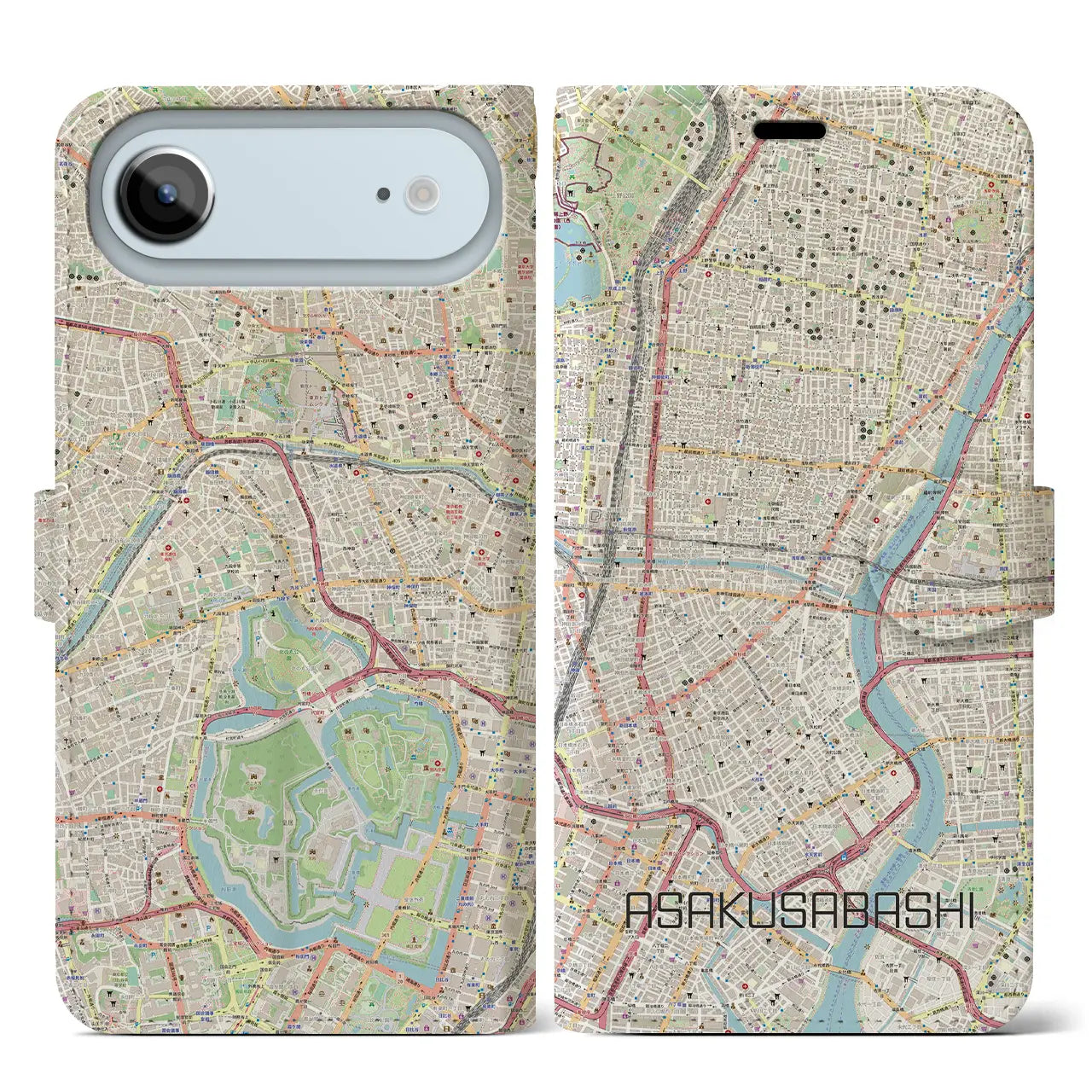 【浅草橋(東京都)】地図柄iPhoneケース(手帳タイプ)