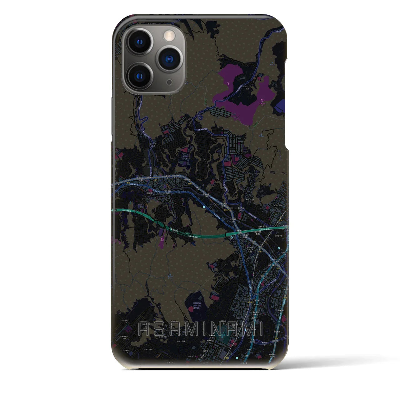 【安佐南(広島県)】地図柄iPhoneケース(バックカバータイプ)