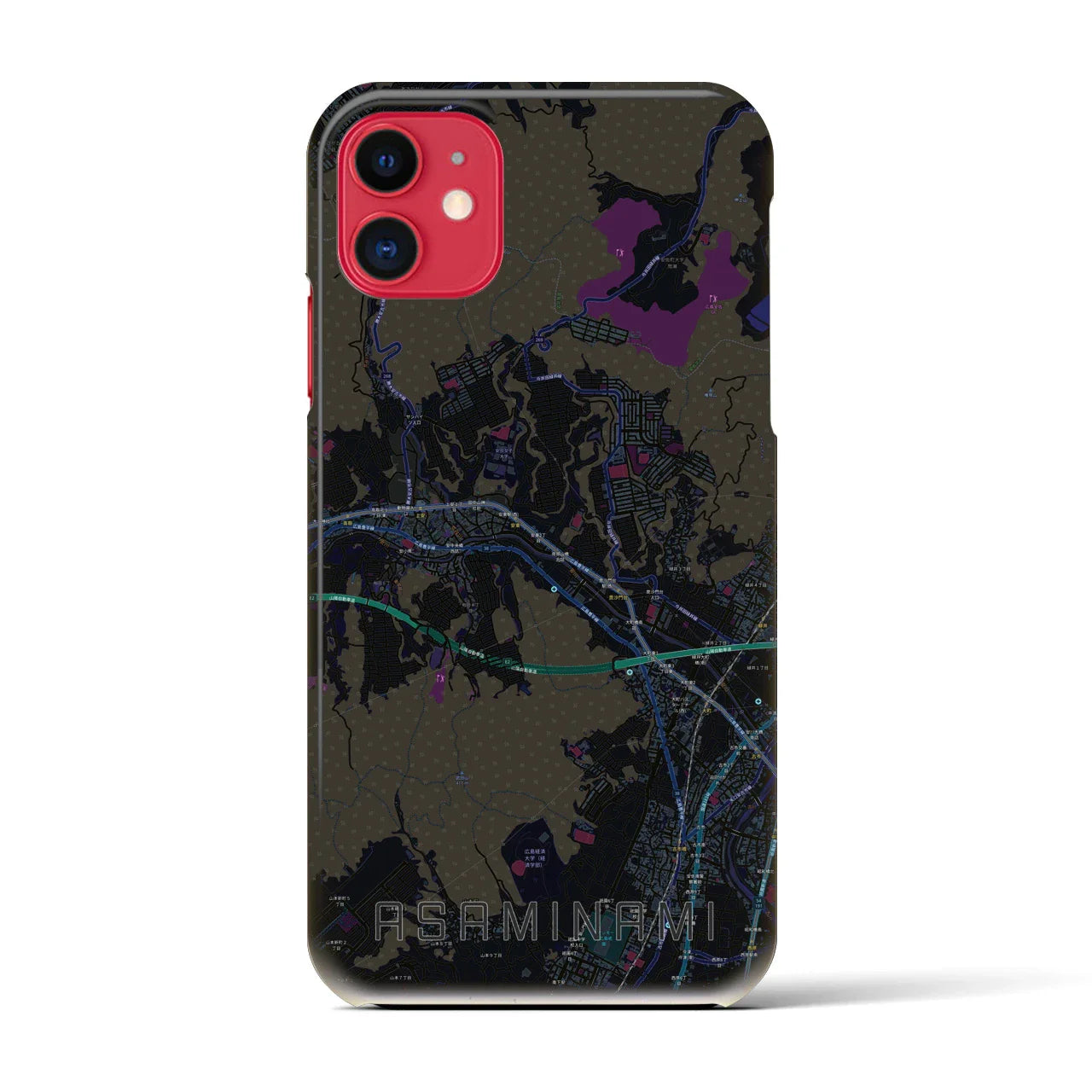 【安佐南(広島県)】地図柄iPhoneケース(バックカバータイプ)