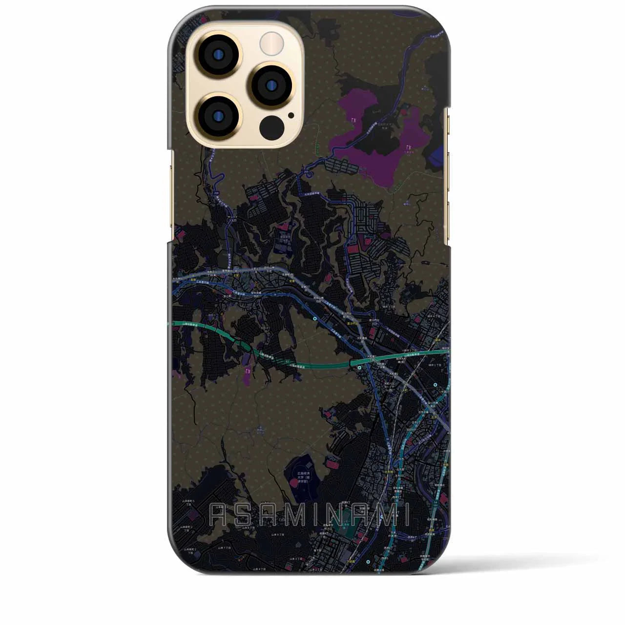 【安佐南(広島県)】地図柄iPhoneケース(バックカバータイプ)