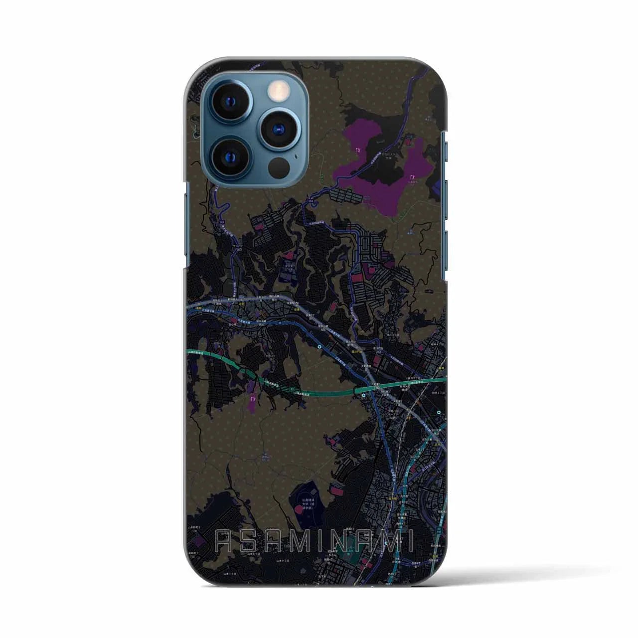 【安佐南(広島県)】地図柄iPhoneケース(バックカバータイプ)