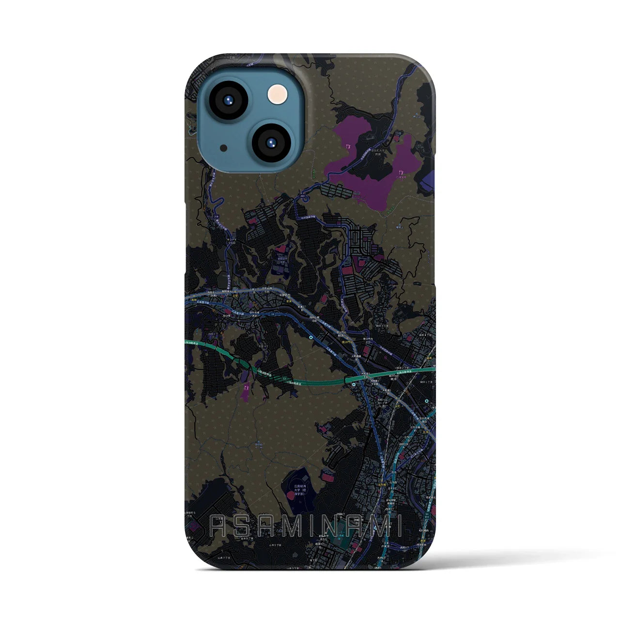 【安佐南(広島県)】地図柄iPhoneケース(バックカバータイプ)