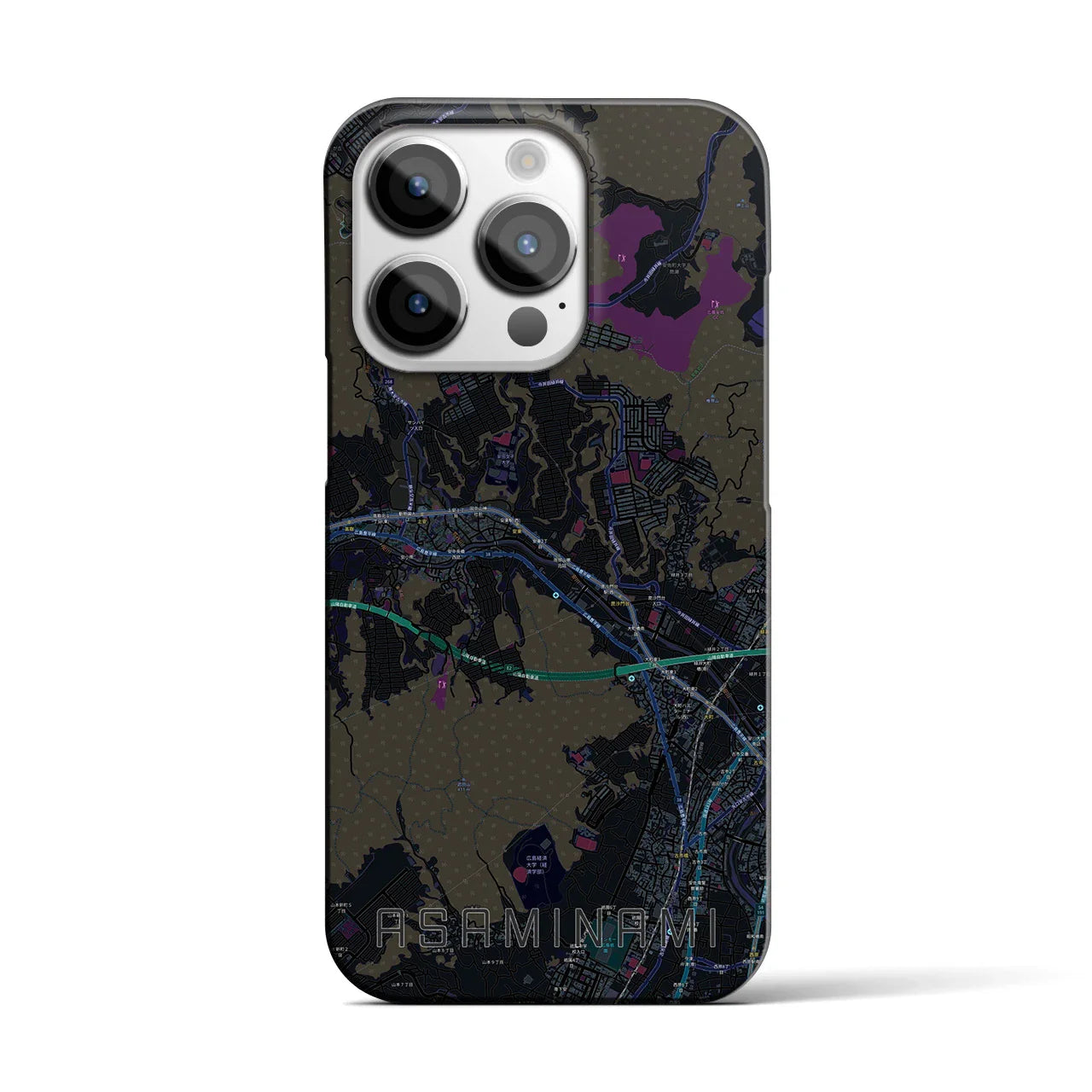 【安佐南(広島県)】地図柄iPhoneケース(バックカバータイプ)
