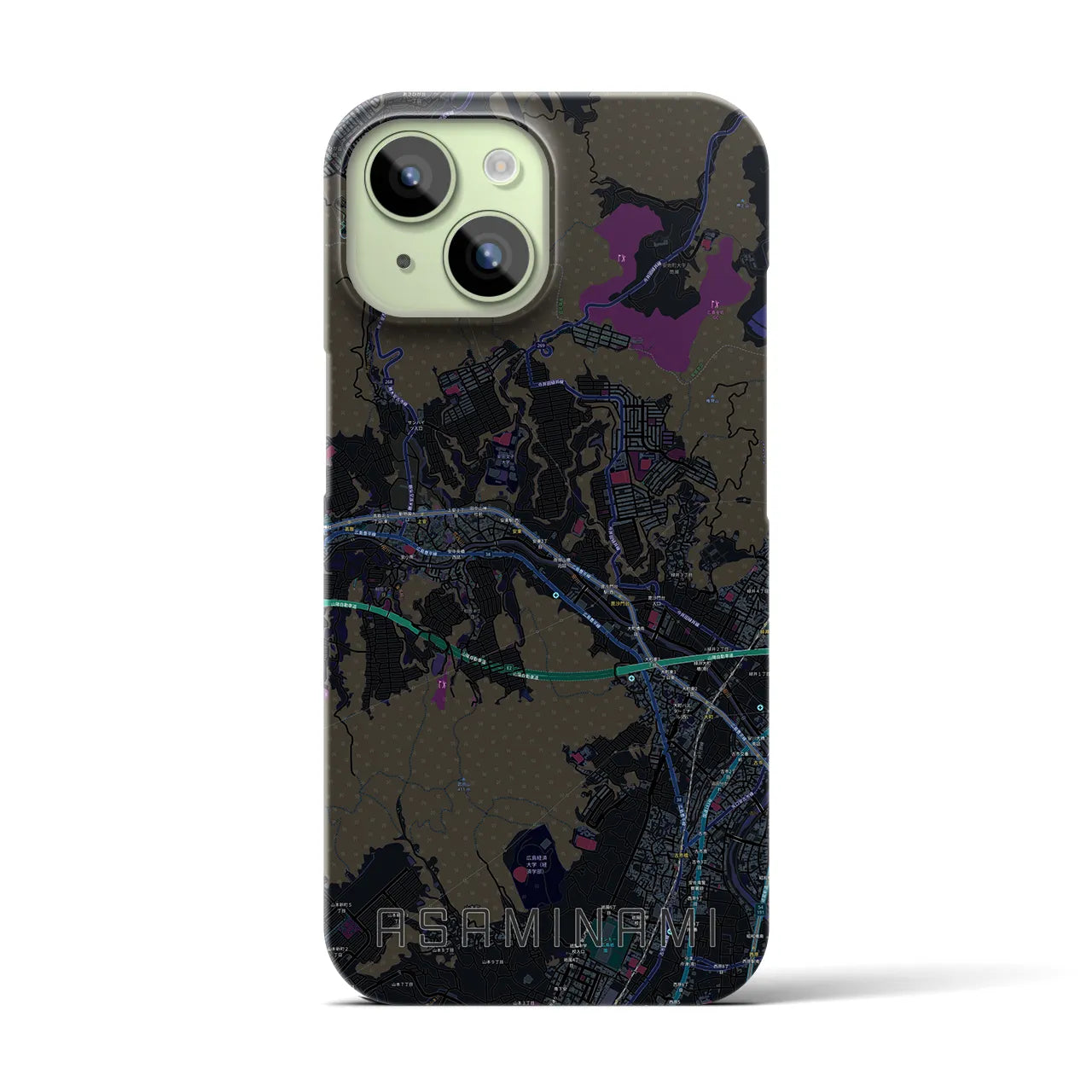 【安佐南(広島県)】地図柄iPhoneケース(バックカバータイプ)