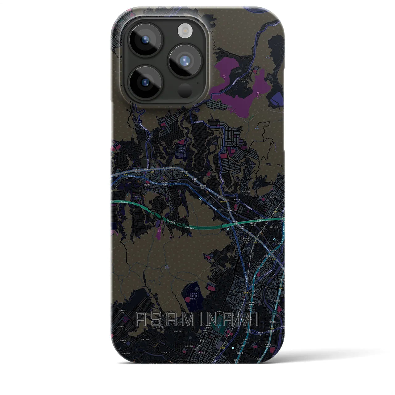 【安佐南(広島県)】地図柄iPhoneケース(バックカバータイプ)