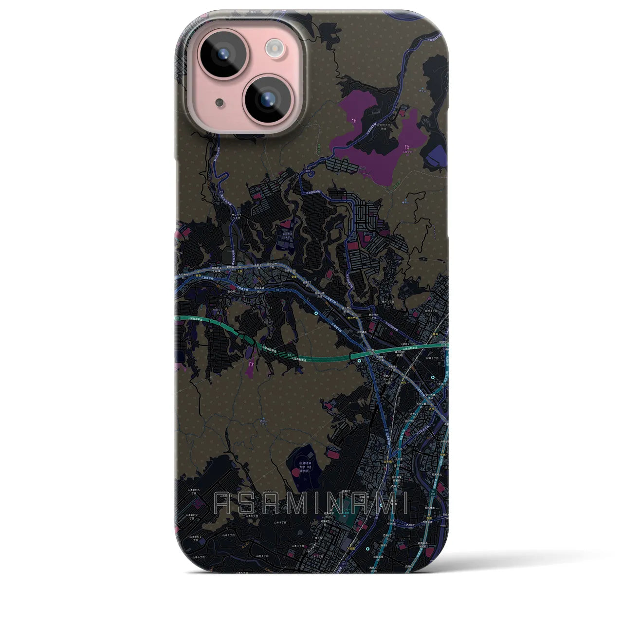 【安佐南(広島県)】地図柄iPhoneケース(バックカバータイプ)