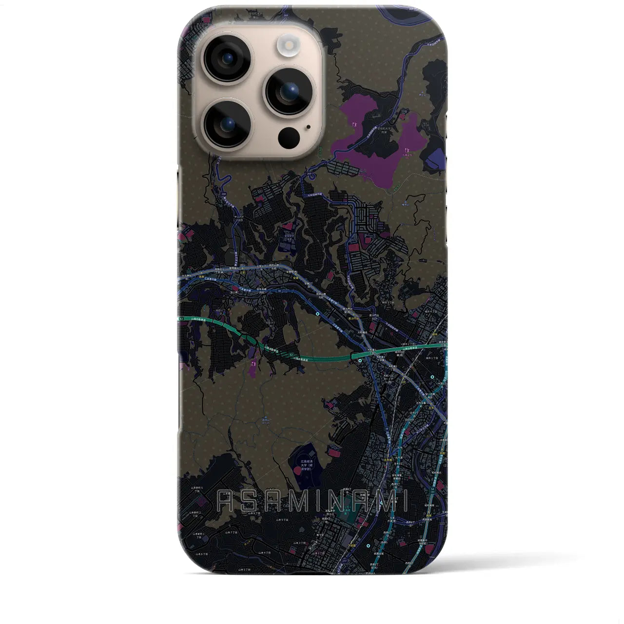 【安佐南(広島県)】地図柄iPhoneケース(バックカバータイプ)