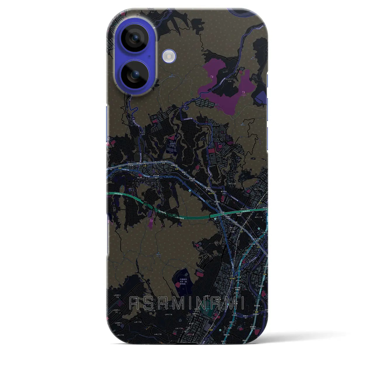 【安佐南(広島県)】地図柄iPhoneケース(バックカバータイプ)