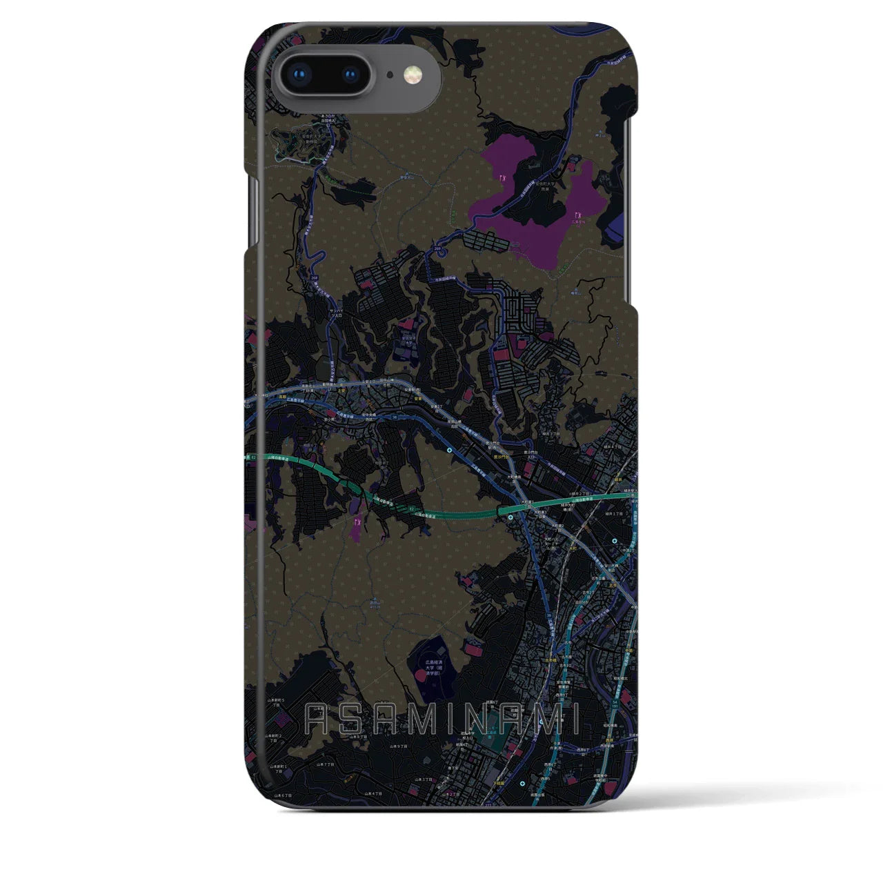 【安佐南(広島県)】地図柄iPhoneケース(バックカバータイプ)