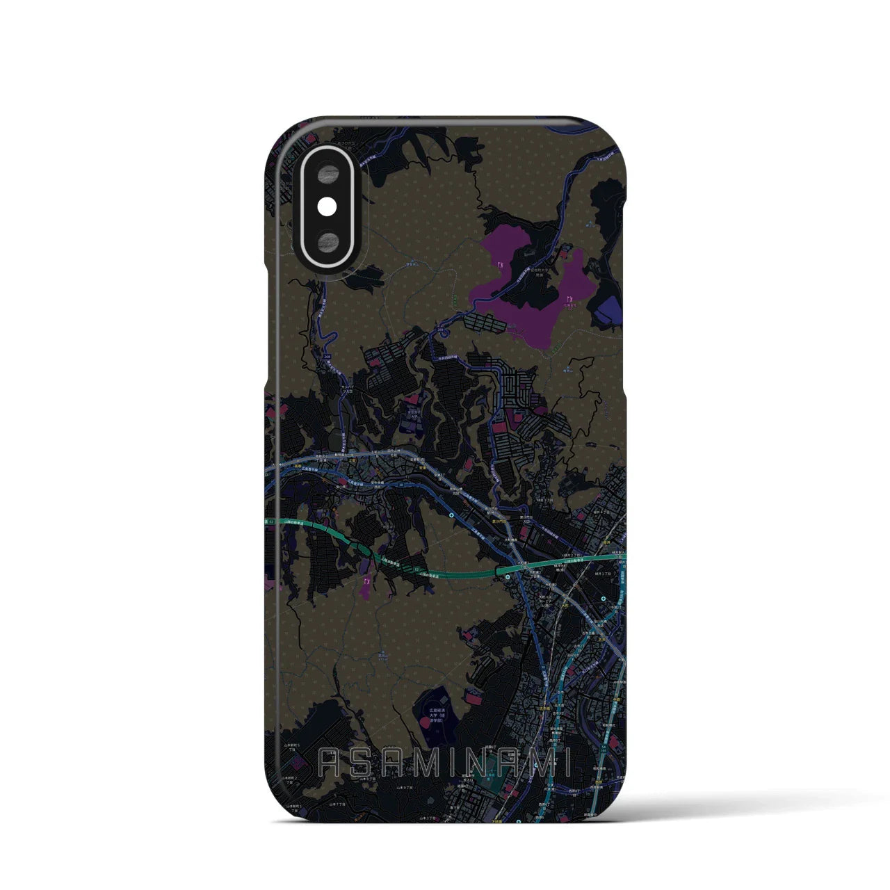 【安佐南(広島県)】地図柄iPhoneケース(バックカバータイプ)