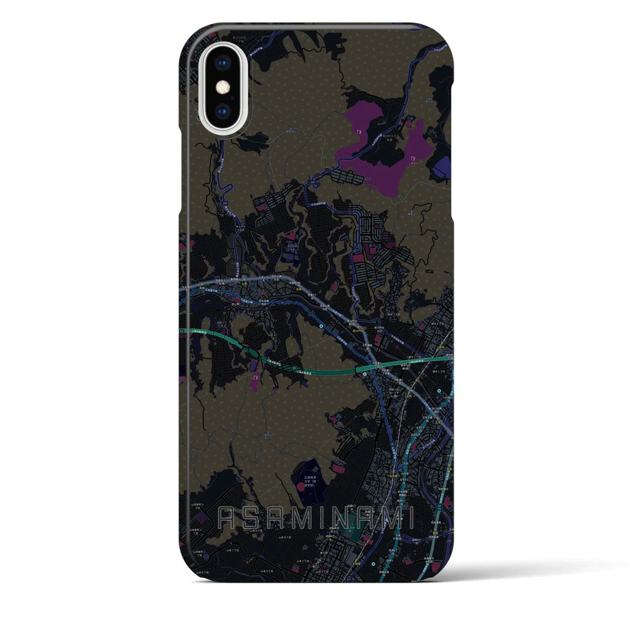 【安佐南(広島県)】地図柄iPhoneケース(バックカバータイプ)