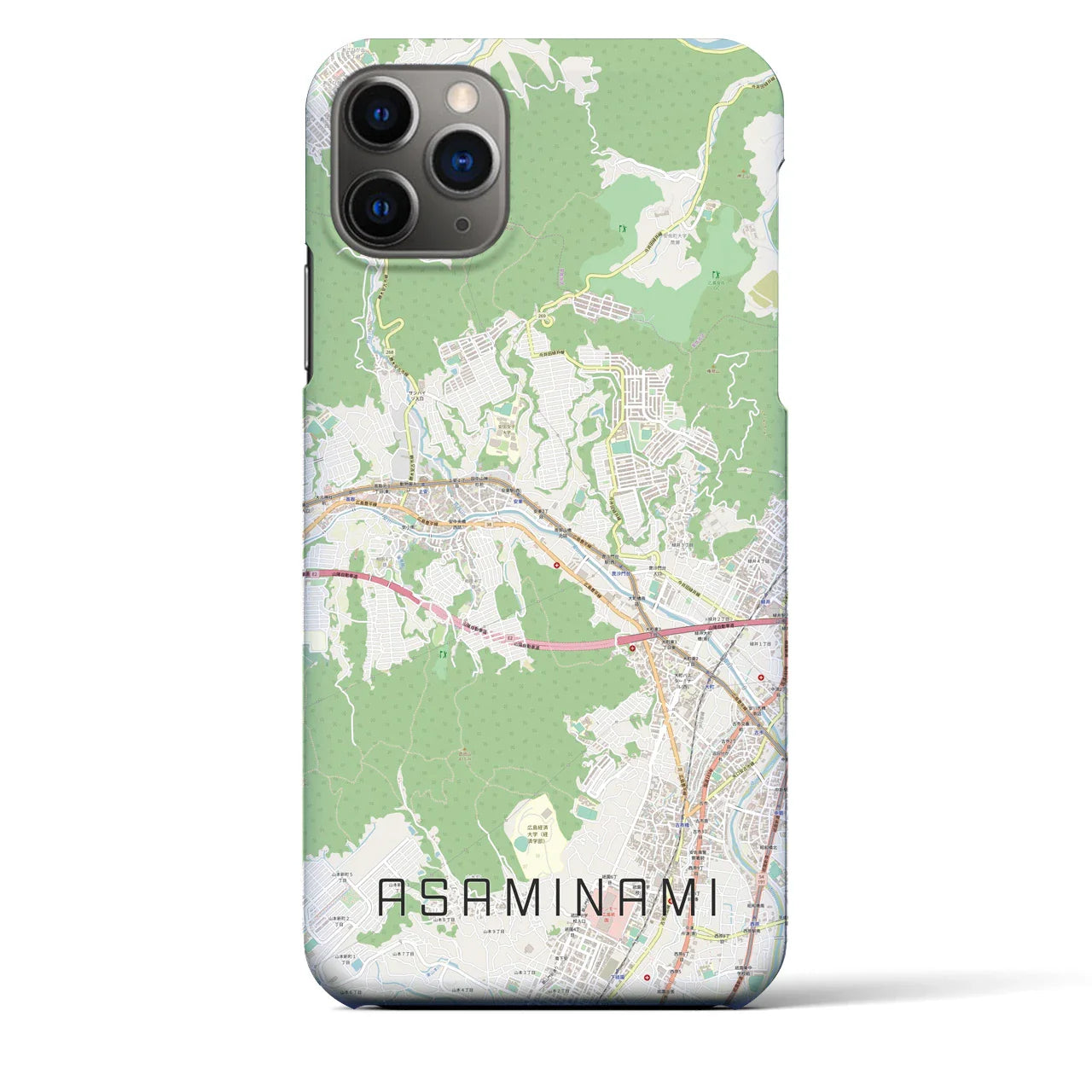 【安佐南(広島県)】地図柄iPhoneケース(バックカバータイプ)
