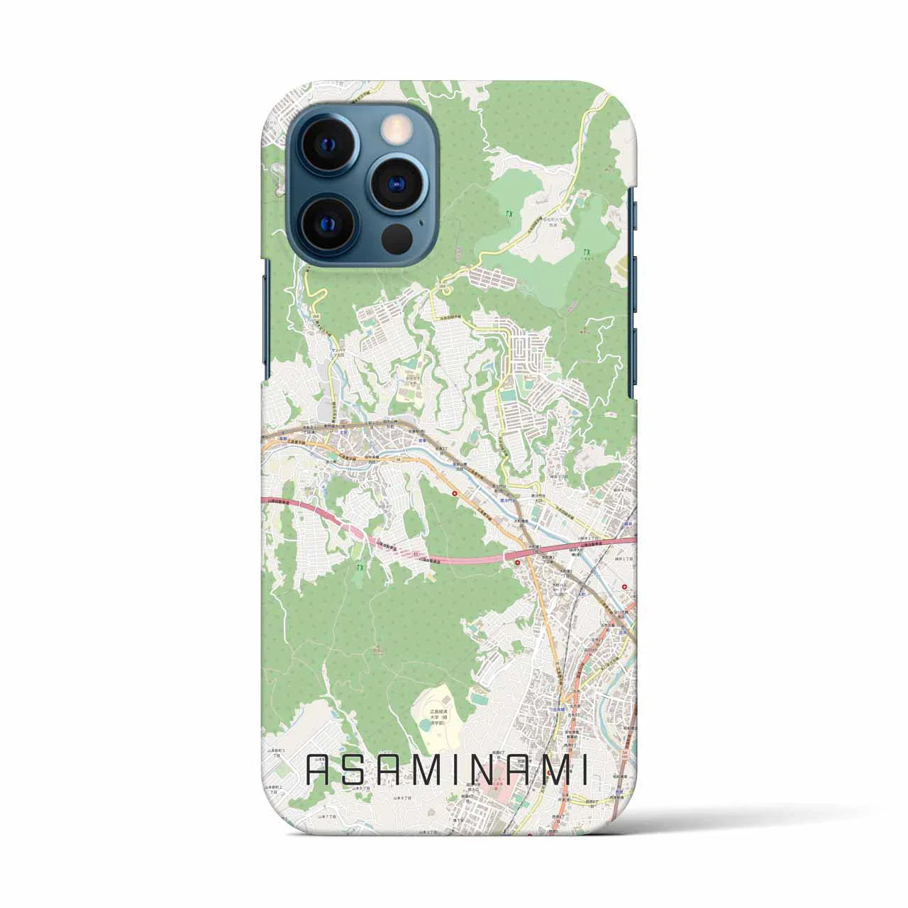 【安佐南(広島県)】地図柄iPhoneケース(バックカバータイプ)