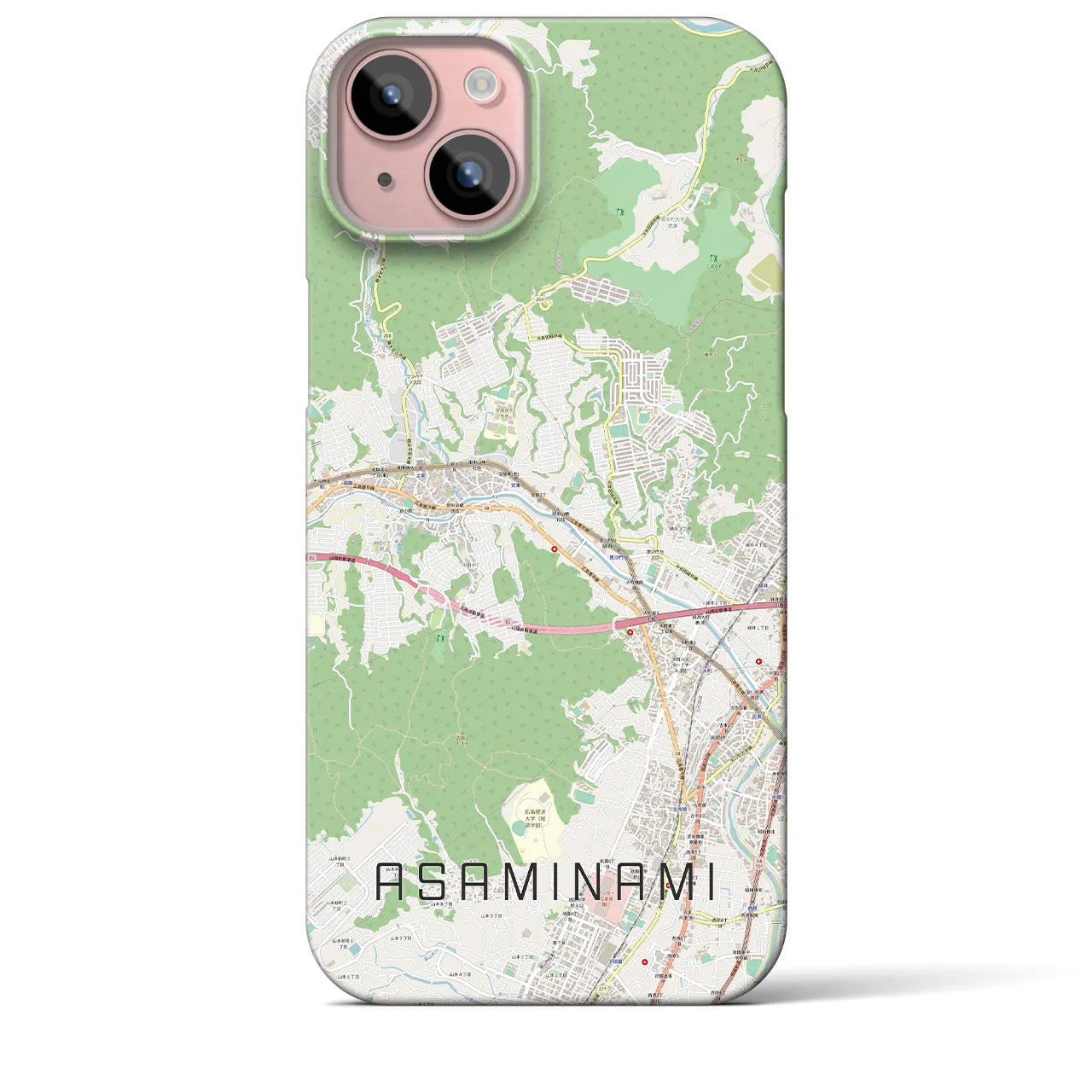 【安佐南(広島県)】地図柄iPhoneケース(バックカバータイプ)