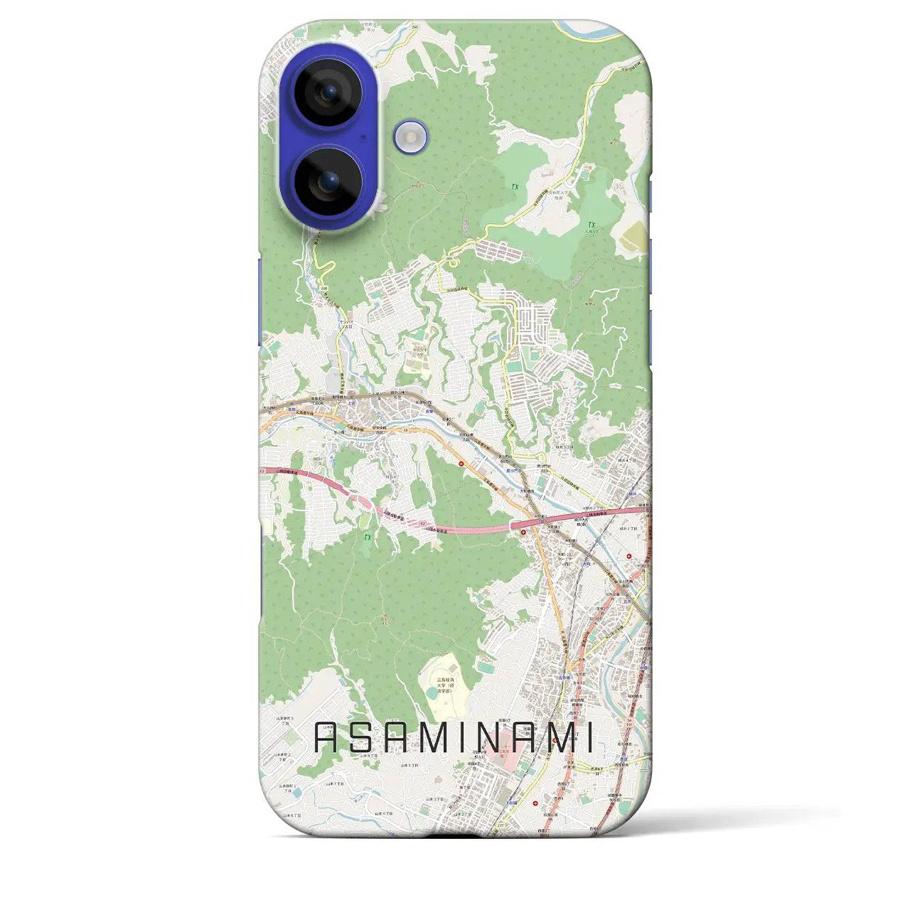 【安佐南(広島県)】地図柄iPhoneケース(バックカバータイプ)ブラック・iPhone 16 Pro Max 用