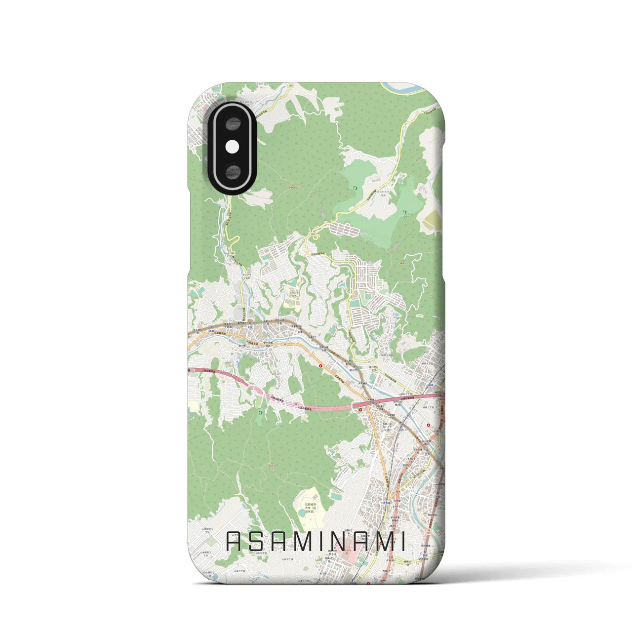 【安佐南(広島県)】地図柄iPhoneケース(バックカバータイプ)