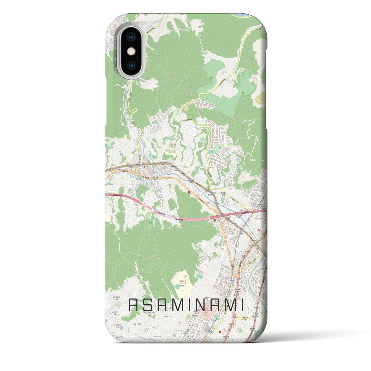 【安佐南(広島県)】地図柄iPhoneケース(バックカバータイプ)