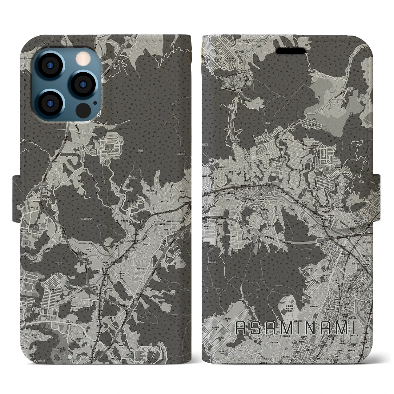 【安佐南(広島県)】地図柄iPhoneケース(手帳タイプ)