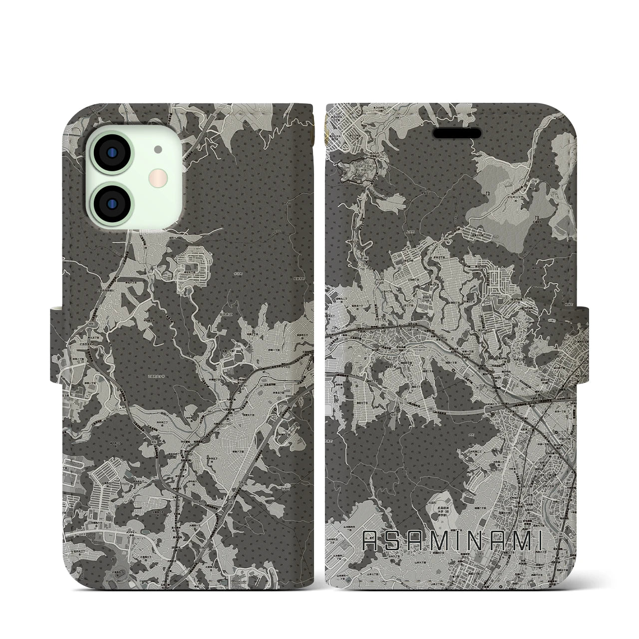 【安佐南(広島県)】地図柄iPhoneケース(手帳タイプ)