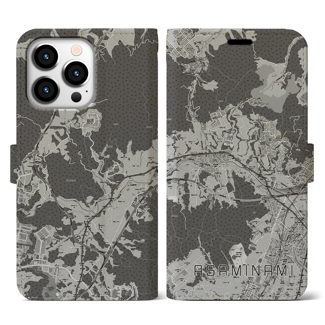 【安佐南(広島県)】地図柄iPhoneケース(手帳タイプ)