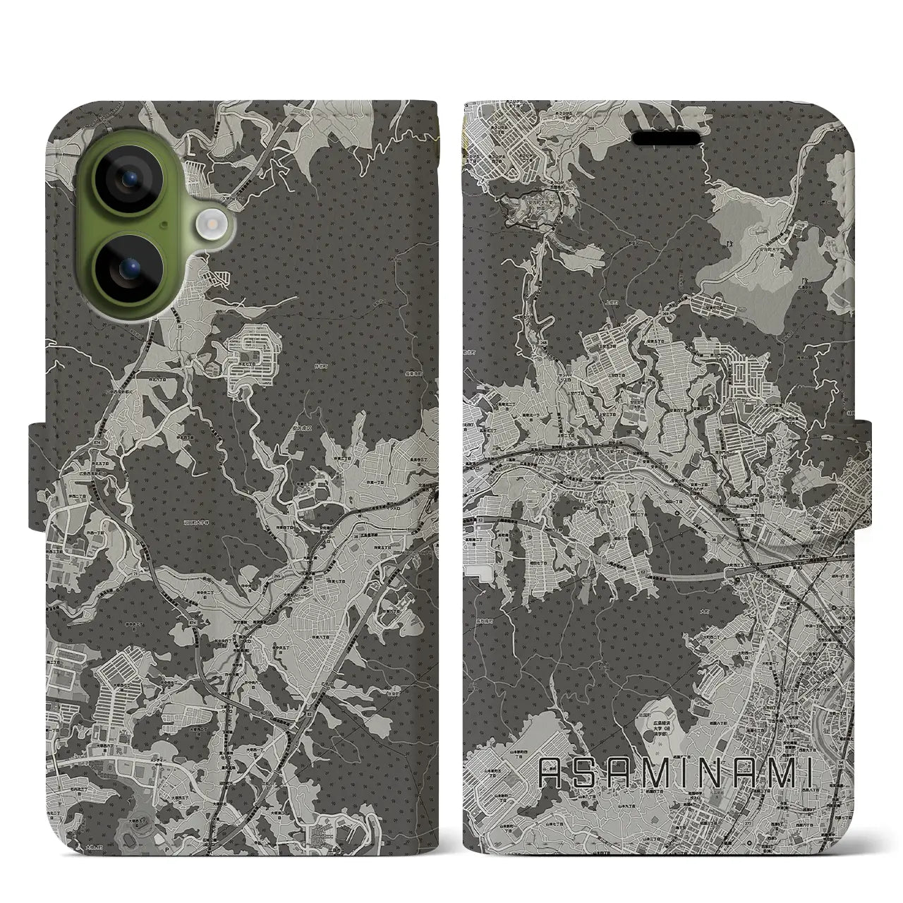 【安佐南(広島県)】地図柄iPhoneケース(手帳タイプ)