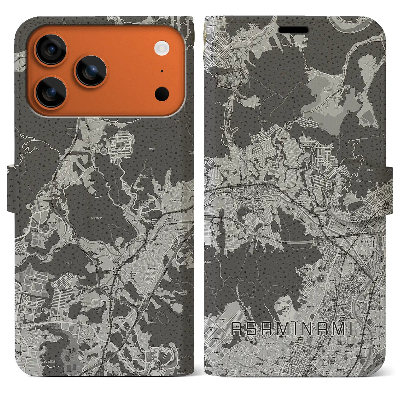 【安佐南(広島県)】地図柄iPhoneケース(手帳タイプ)