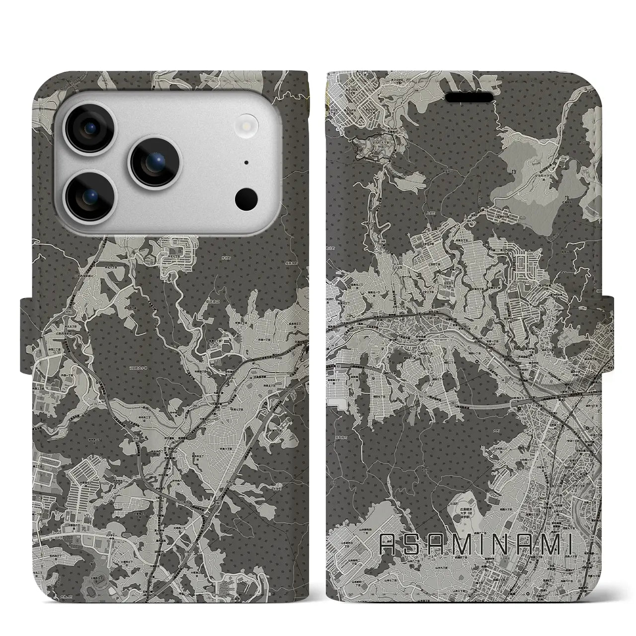 【安佐南(広島県)】地図柄iPhoneケース(手帳タイプ)