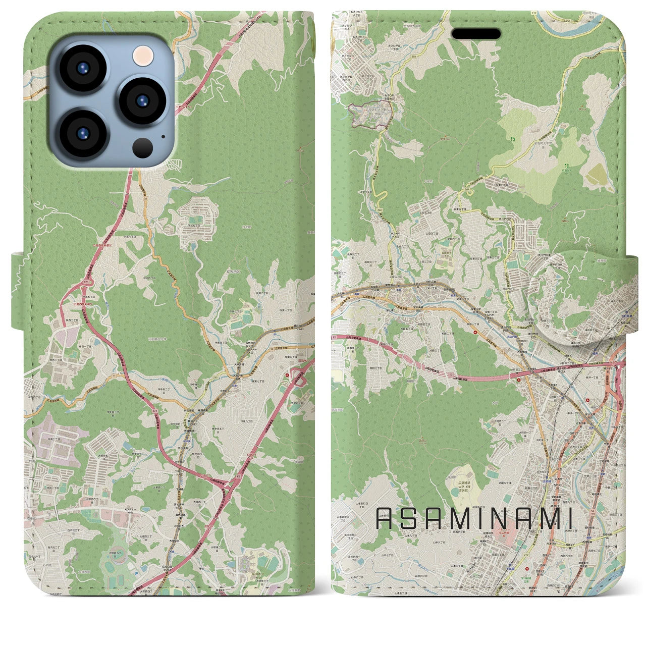 【安佐南(広島県)】地図柄iPhoneケース(手帳タイプ)