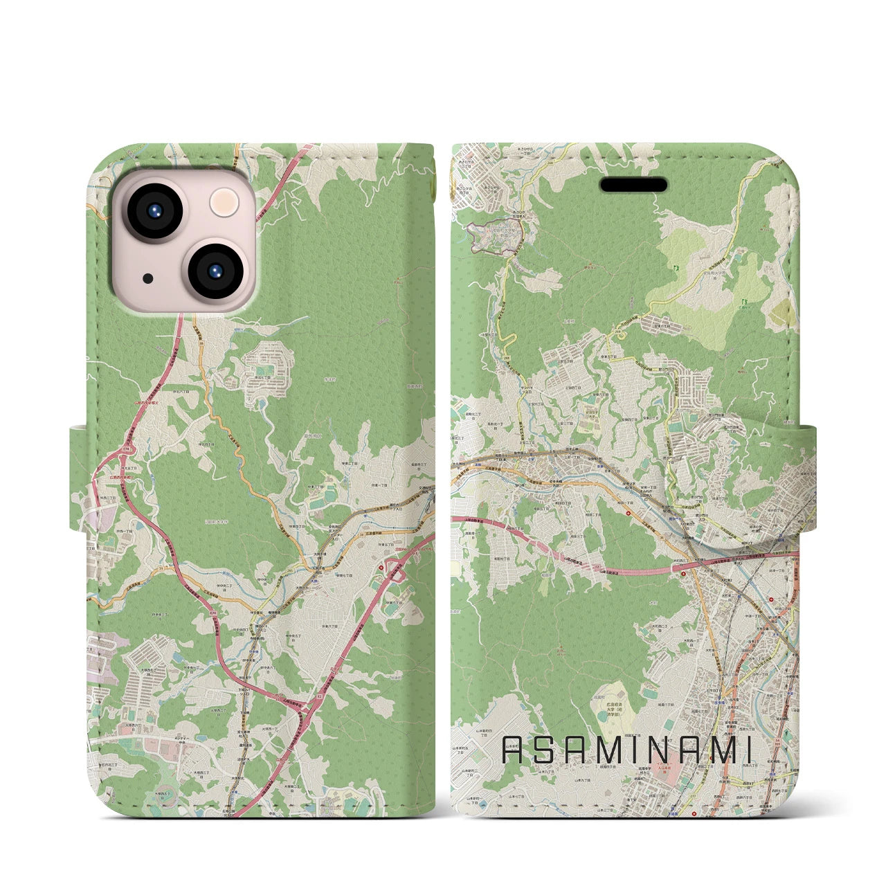 【安佐南(広島県)】地図柄iPhoneケース(手帳タイプ)