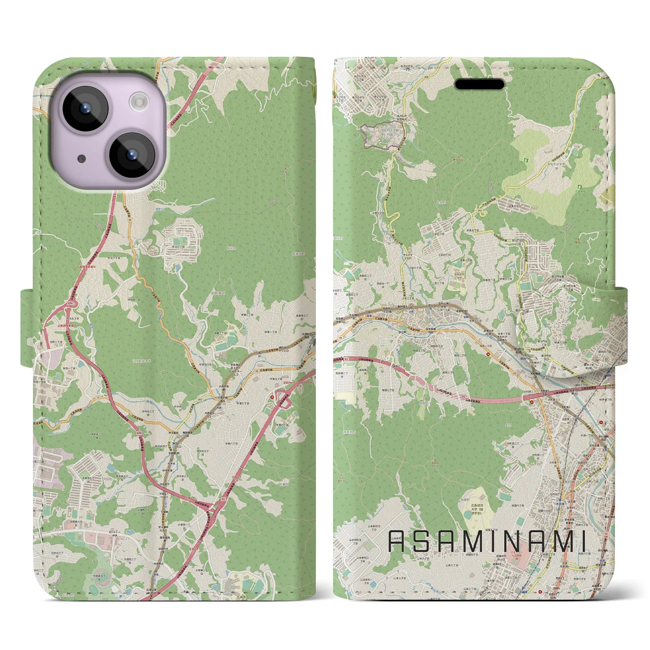 【安佐南(広島県)】地図柄iPhoneケース(手帳タイプ)