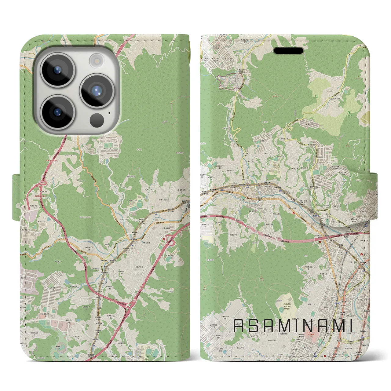 【安佐南(広島県)】地図柄iPhoneケース(手帳タイプ)