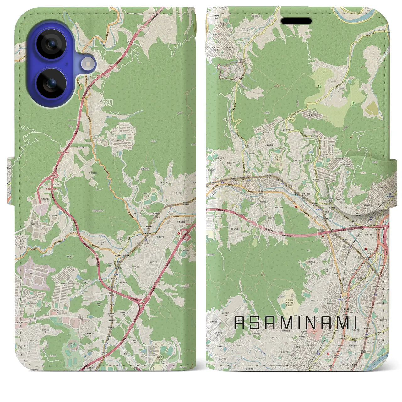 【安佐南(広島県)】地図柄iPhoneケース(手帳タイプ)