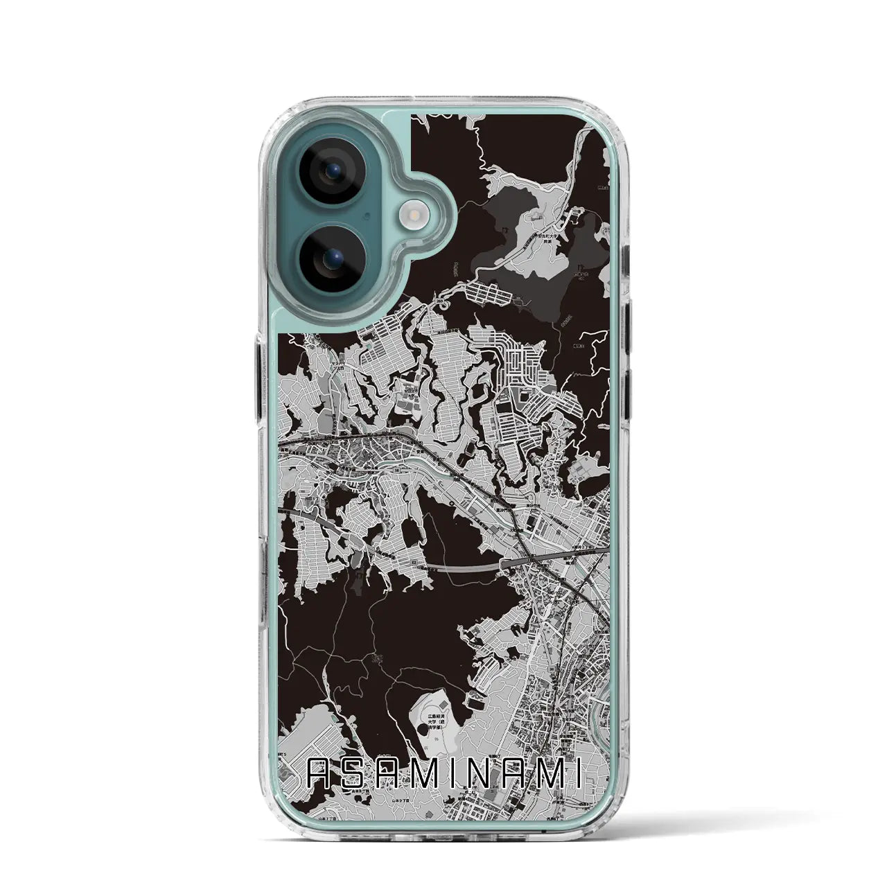 【安佐南(広島県)】地図柄iPhoneケース(MagSafeタイプ)モノトーン・iPhone 16 Pro 用