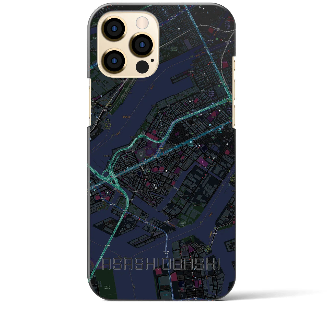 【朝潮橋(大阪府)】地図柄iPhoneケース(バックカバータイプ)