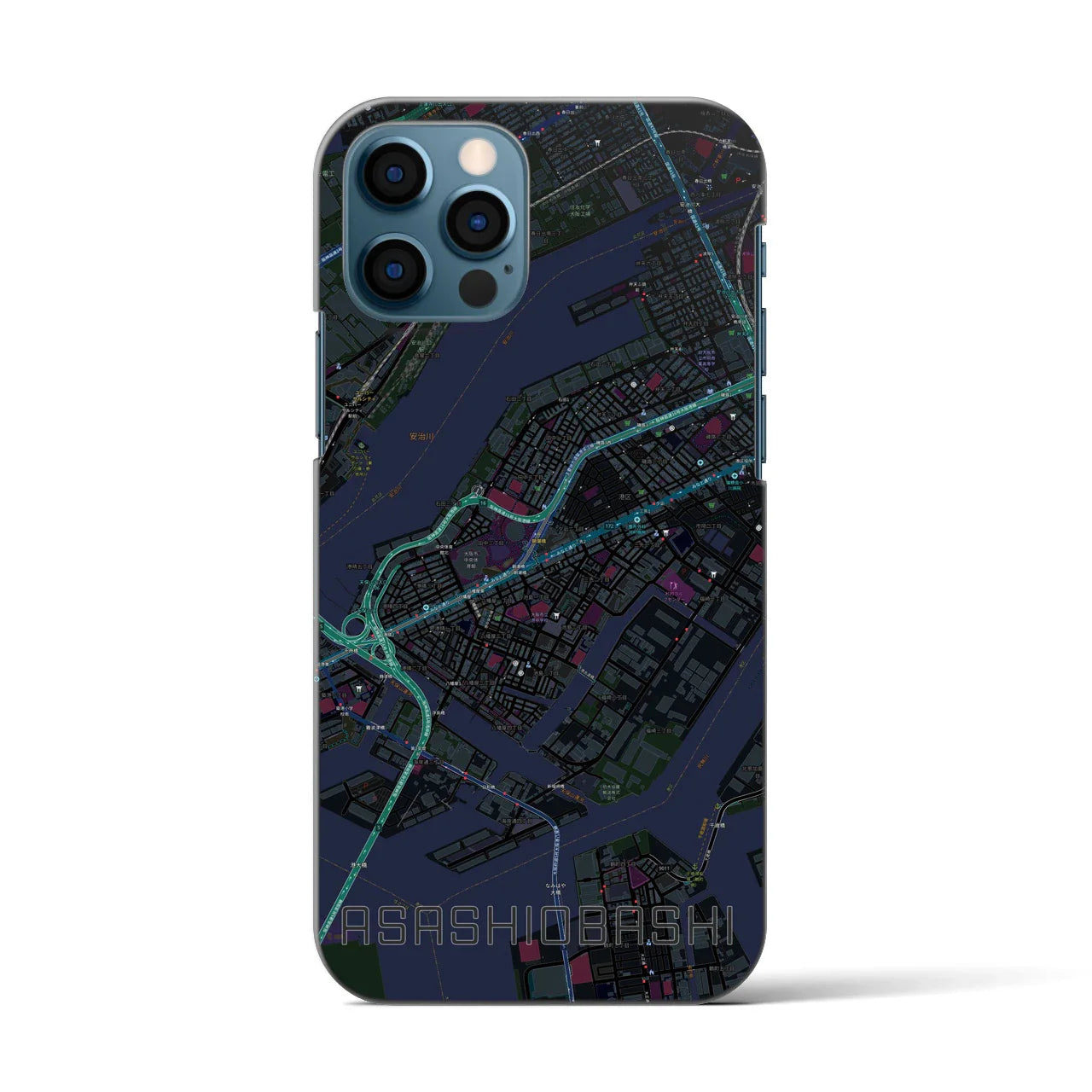 【朝潮橋(大阪府)】地図柄iPhoneケース(バックカバータイプ)