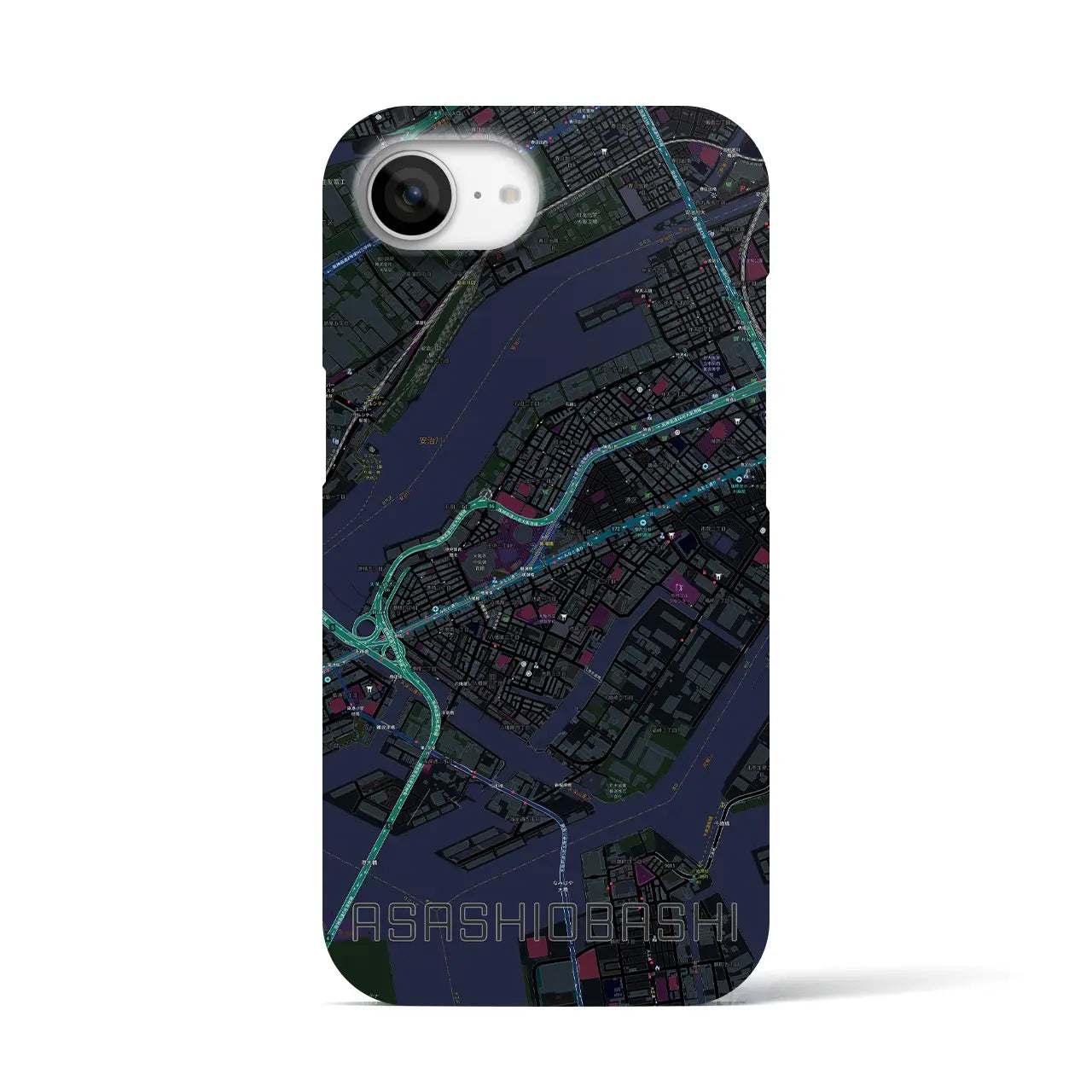 【朝潮橋(大阪府)】地図柄iPhoneケース(バックカバータイプ)