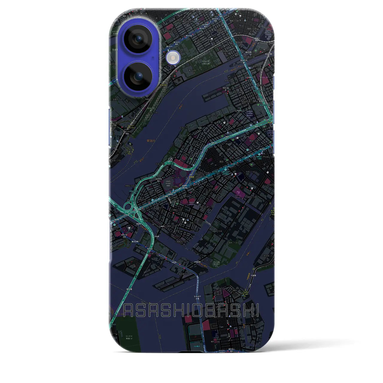 【朝潮橋(大阪府)】地図柄iPhoneケース(バックカバータイプ)